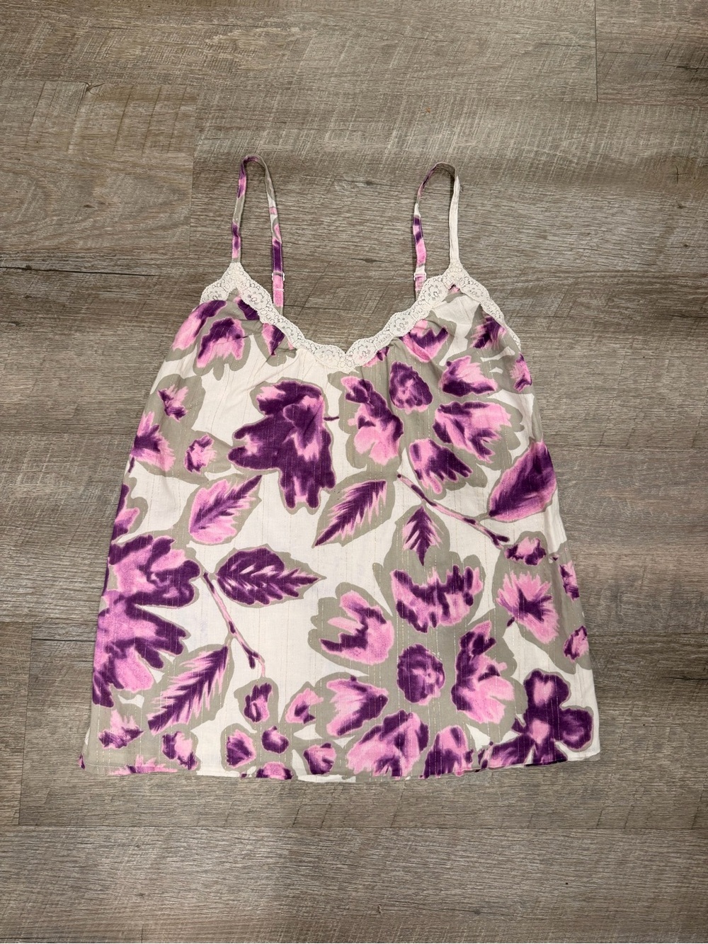 Vintage Y2K Old Navy Floral Lace Trim Cami Top XS Fairycore Coquette Whimsygoth